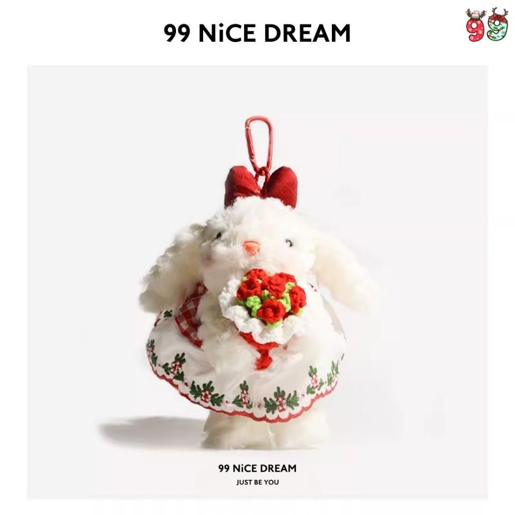 Charm Thỏ Tai Cụp Cầm Hoa Tím Treo Túi Xách – Móc Khóa Bông Dễ Thương Làm Quà Tặng, Charm Túi Xách