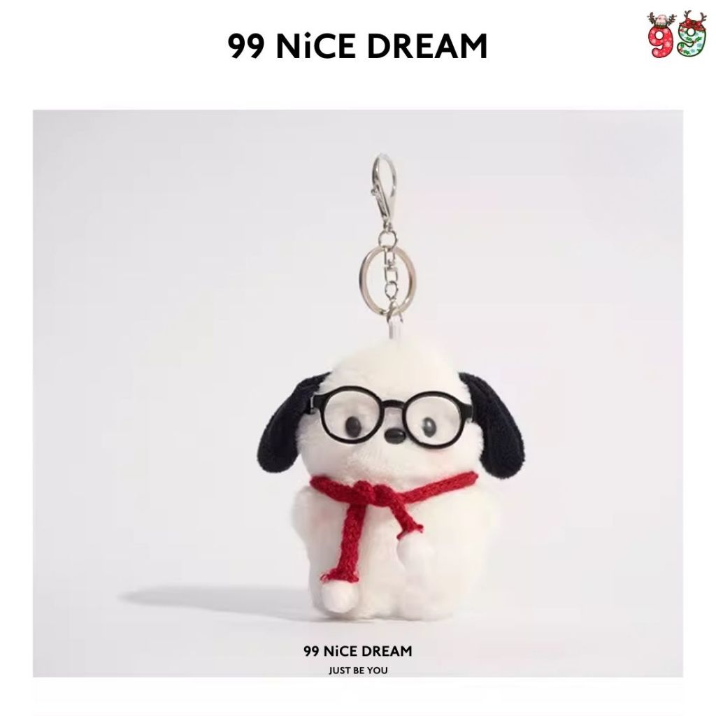 Charm Treo Túi Chó Bông PaCha Cute Mũ Đỏ Khăn Noel – Móc Khóa Bông Dễ Thương Trang Trí Túi Xách