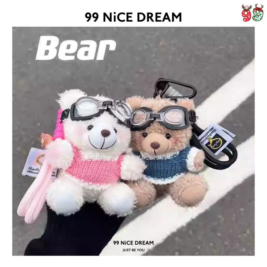 Charm Gấu Nâu Mặc Áo Treo Túi Xách Gấu Bông Dễ Thương, Charm Treo Túi Móc Khóa Bông Quà Tặng Xinh