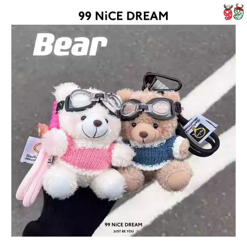 Charm Gấu Nâu Mặc Áo Treo Túi Xách Gấu Bông Dễ Thương, Charm Treo Túi Móc Khóa Bông Quà Tặng Xinh