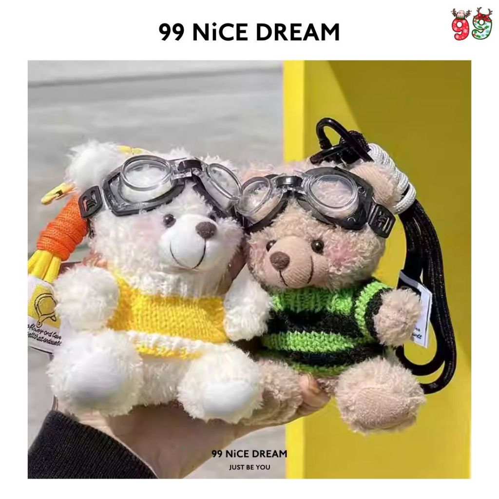 Charm Gấu Mặc Áo Đen Treo Túi Xách Gấu Bông Dễ Thương, Charm Treo Túi Móc Khóa Bông Quà Tặng