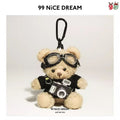 Charm Treo Túi Gấu Bông Nâu Áo Đen, Máy Ảnh Phát Sáng, Có Kính – Móc Khóa Bông Quà Tặng Sinh Viên