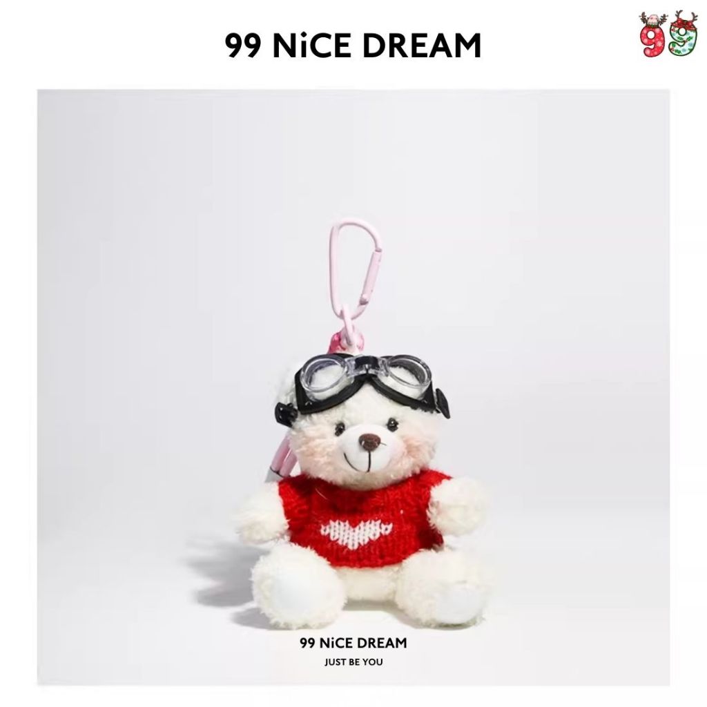 Charm Treo Túi Gấu Bông Trắng Mặc Đồ Đen Dễ Thương – Móc Khóa Bông Cho Nữ 99NiCEDREAM