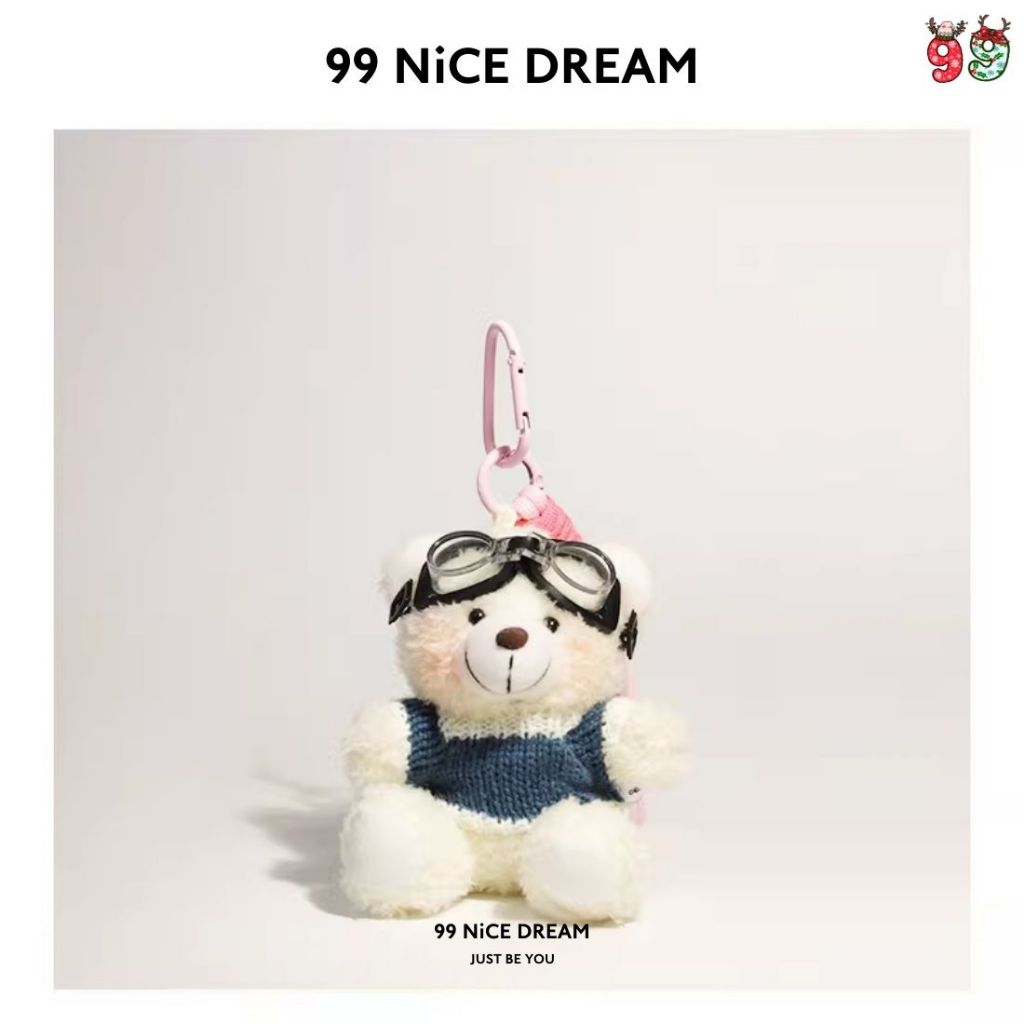 Charm Treo Túi Gấu Bông Trắng Mặc Đồ Đen Dễ Thương – Móc Khóa Bông Cho Nữ 99NiCEDREAM