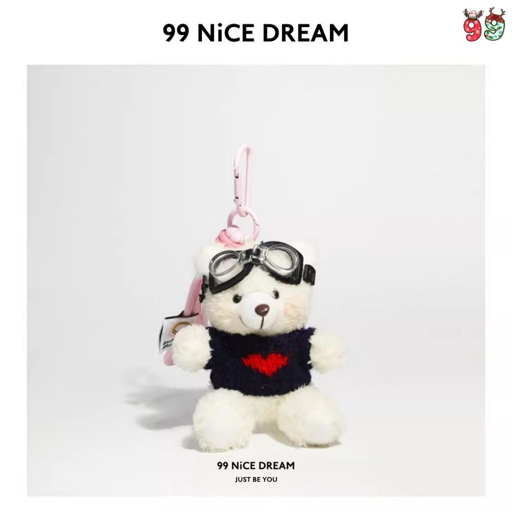 Charm Treo Túi Gấu Bông Trắng Mặc Đồ Đen Dễ Thương – Móc Khóa Bông Cho Nữ 99NiCEDREAM