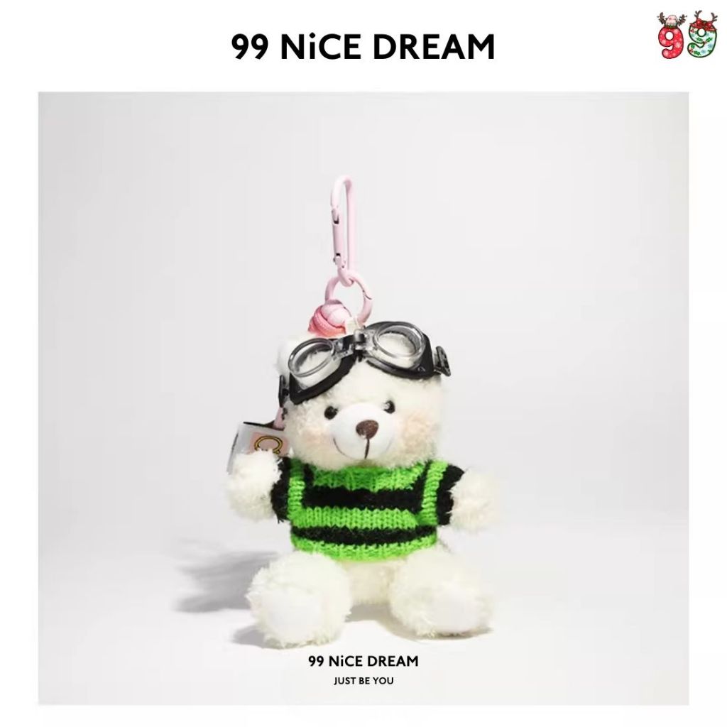 Charm Treo Túi Gấu Bông Trắng Mặc Đồ Đen Dễ Thương – Móc Khóa Bông Cho Nữ 99NiCEDREAM