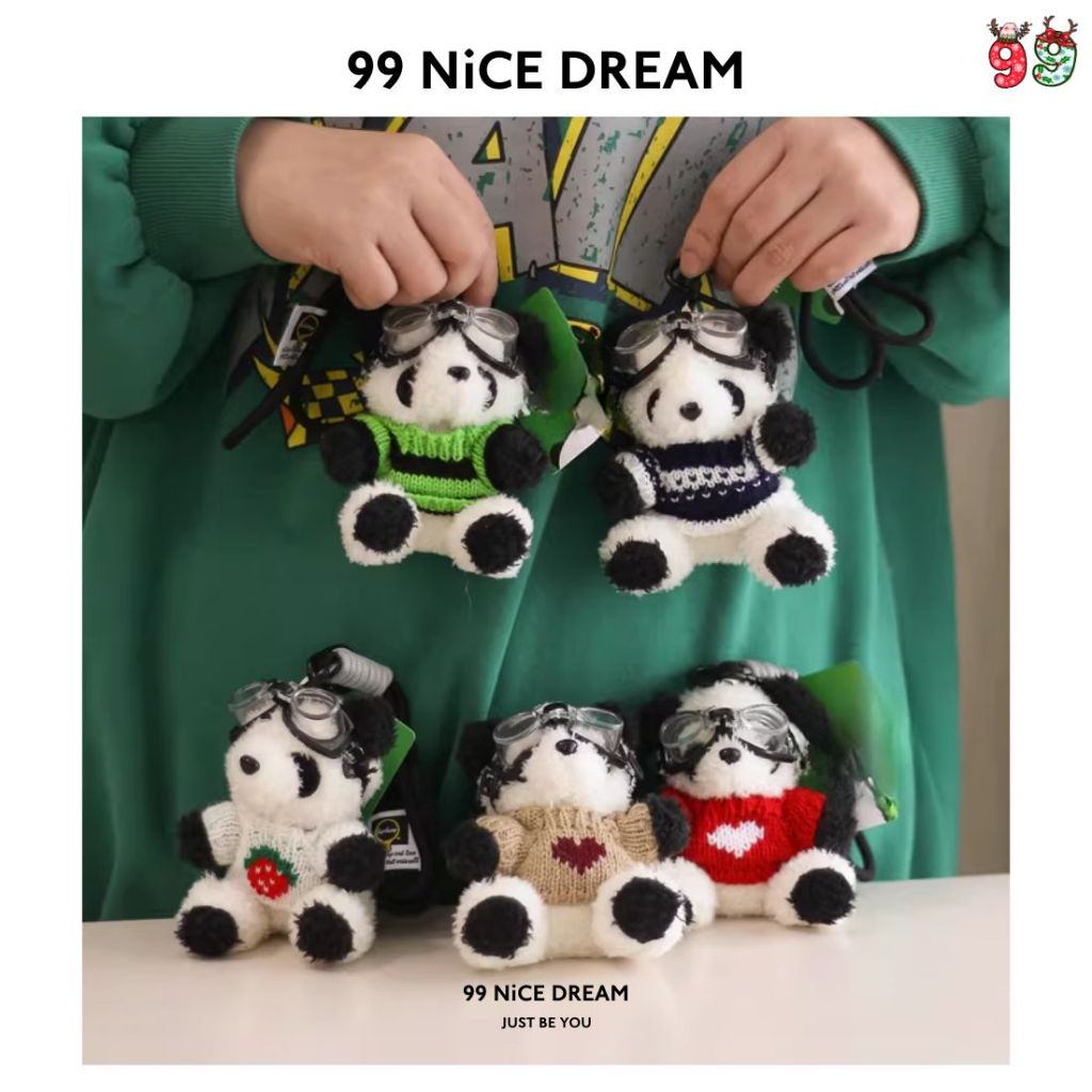 Charm Túi Xách Gấu Bông Gấu Trúc Áo Trắng Đeo Kính Treo Túi, Phụ Kiện Trang Trí Túi Cute 99NiCEDREAM