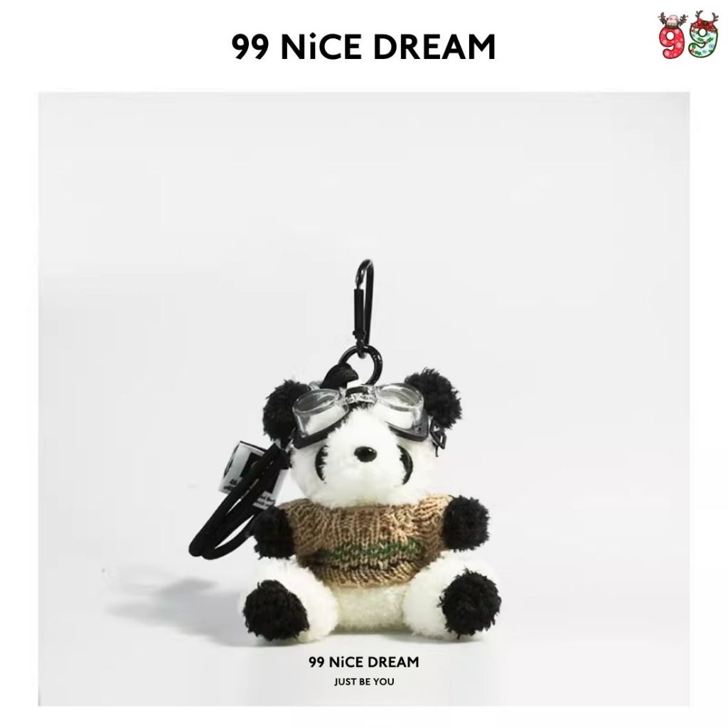 Charm Túi Xách Gấu Bông Gấu Trúc Áo Trắng Đeo Kính Treo Túi, Phụ Kiện Trang Trí Túi Cute 99NiCEDREAM