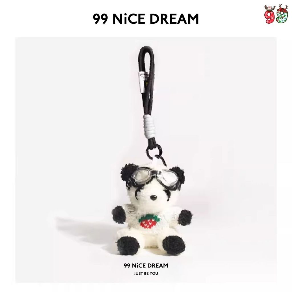 Charm Túi Xách Gấu Bông Gấu Trúc Áo Trắng Đeo Kính Treo Túi, Phụ Kiện Trang Trí Túi Cute 99NiCEDREAM