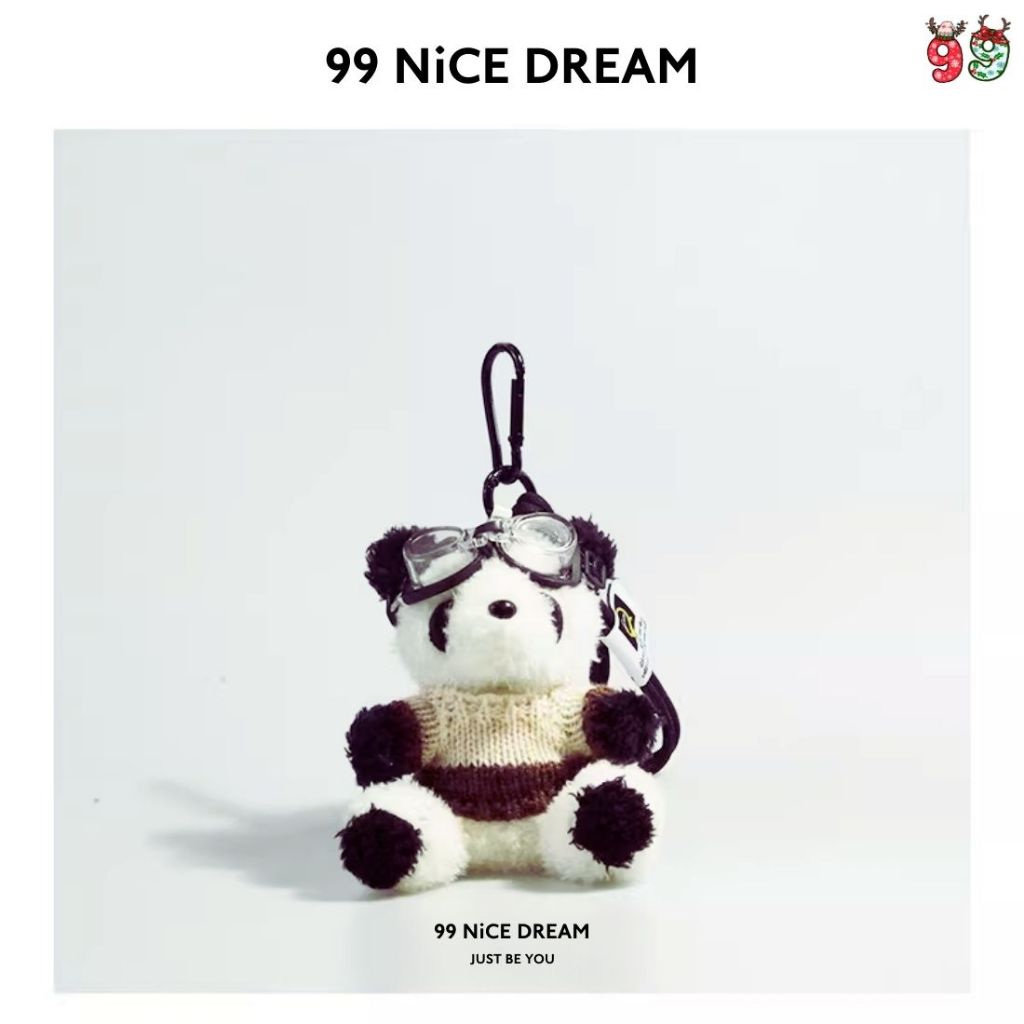 Charm Túi Xách Gấu Bông Gấu Trúc Áo Trắng Đeo Kính Treo Túi, Phụ Kiện Trang Trí Túi Cute 99NiCEDREAM