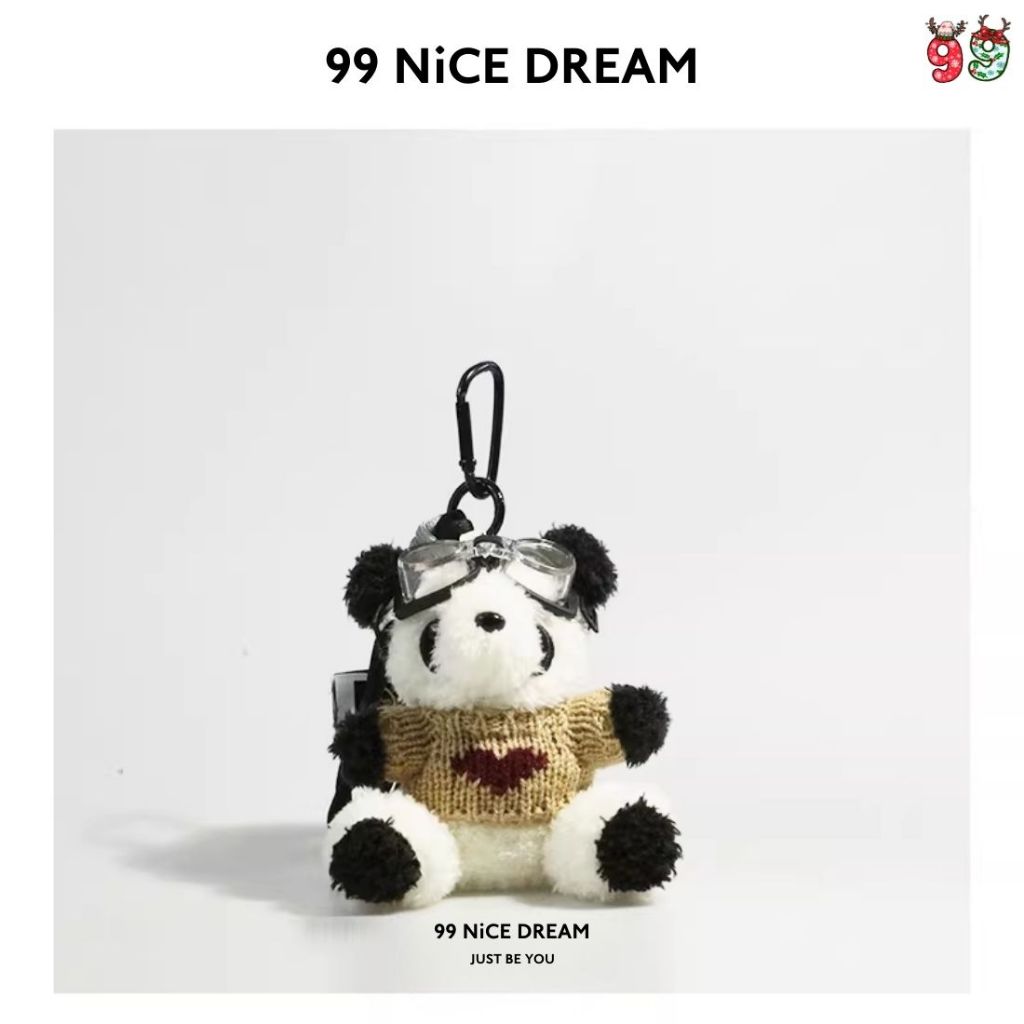 Charm Túi Xách Gấu Bông Gấu Trúc Áo Trắng Đeo Kính Treo Túi, Phụ Kiện Trang Trí Túi Cute 99NiCEDREAM