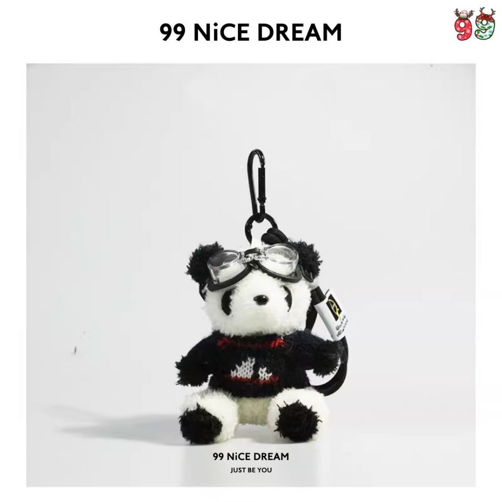 Charm Túi Xách Gấu Bông Gấu Trúc Áo Trắng Đeo Kính Treo Túi, Phụ Kiện Trang Trí Túi Cute 99NiCEDREAM