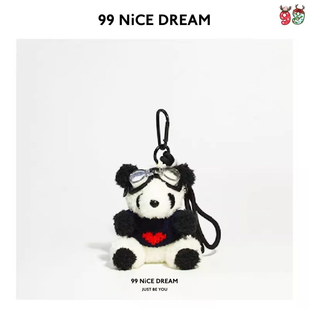 Charm Túi Xách Gấu Bông Gấu Trúc Áo Trắng Đeo Kính Treo Túi, Phụ Kiện Trang Trí Túi Cute 99NiCEDREAM