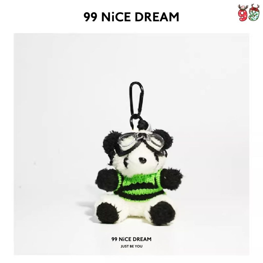 Charm Túi Xách Gấu Bông Gấu Trúc Áo Trắng Đeo Kính Treo Túi, Phụ Kiện Trang Trí Túi Cute 99NiCEDREAM