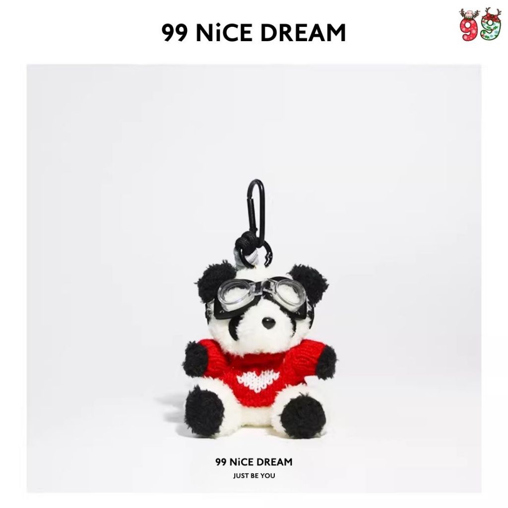 Charm Túi Xách Gấu Bông Gấu Trúc Áo Trắng Đeo Kính Treo Túi, Phụ Kiện Trang Trí Túi Cute 99NiCEDREAM